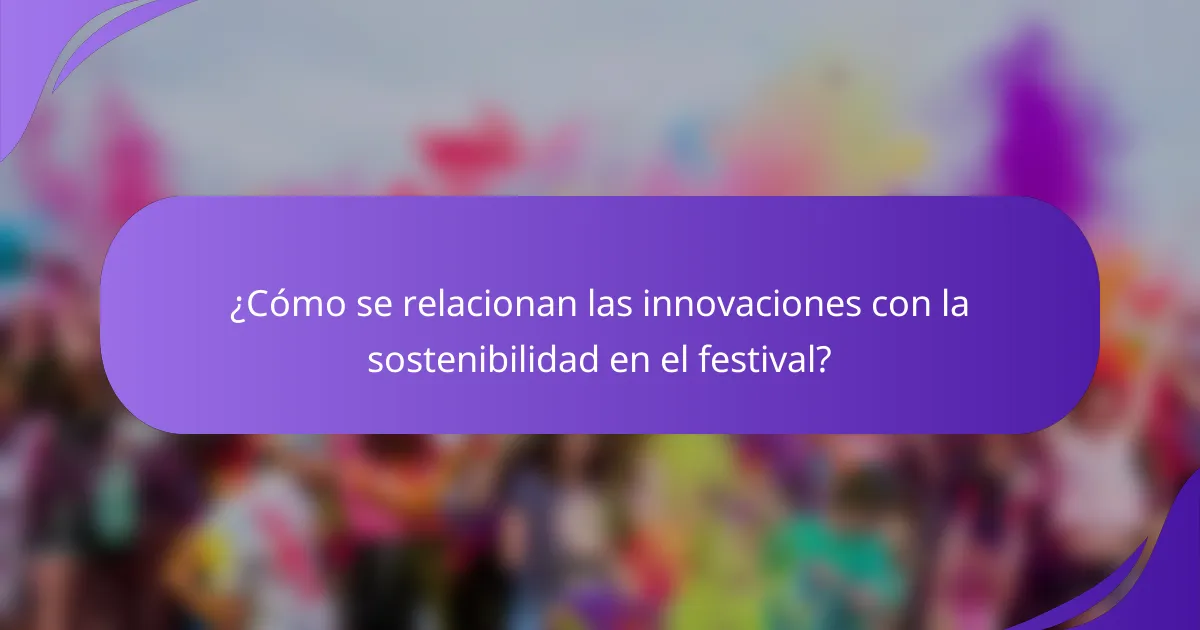 ¿Cómo se relacionan las innovaciones con la sostenibilidad en el festival?