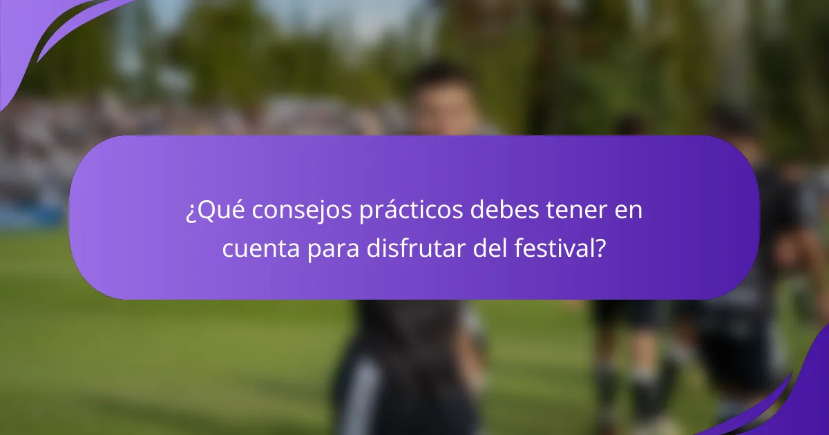 ¿Qué consejos prácticos debes tener en cuenta para disfrutar del festival?